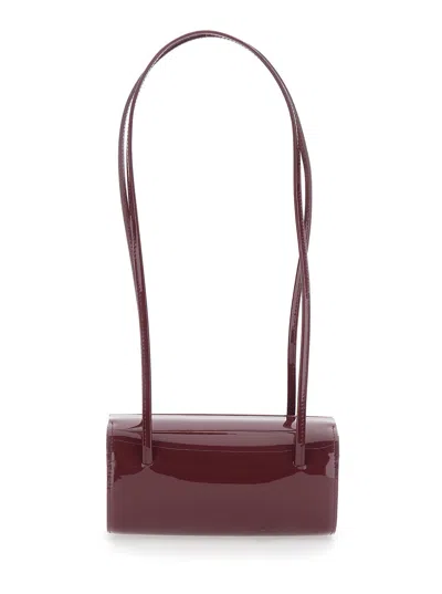 Fane Mie Leather Shoulder Handbag With External Pockets In Bordeaux