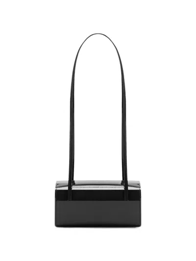 Fane Patent-finish Box Shoulder Bag In Black