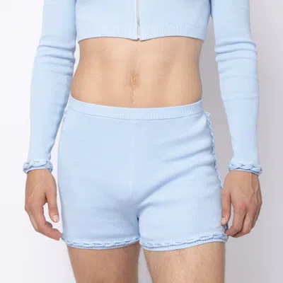 Fang Chain Link Knitted Shorts In Blue