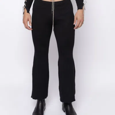 Fang Rhinestone Lace Up Flare Pants In Black