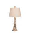 Fangio Lighting Distressed Candlestick Resin Table Lamp In Cottage Antique Beige