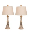 Fangio Lighting Distressed Candlestick Resin Table Lamps, Set Of 2 In Cottage Antique Beige