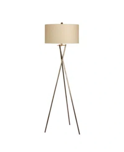 Fangio Lighting Industrial Tripod Metal Floor Lamp In Rusted Silver - Tone