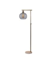 Fangio Lighting Stationary Down Bridge Floor Lamp In Brushed Steel Clear