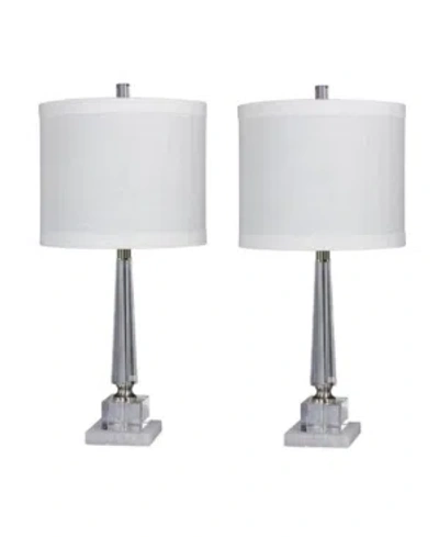 Fangio Lighting Tapered Table Lamps, Set Of 2 In Clear With Snow Marble