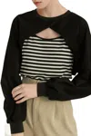 Fangyan Laverne Convertible Cropped Cutout Tank Bolero Set In Black/white In Black