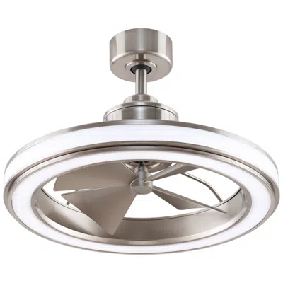 Fanimation 24"  Gleam Brushed Nickel Led Damp Ceiling Fan With Remote