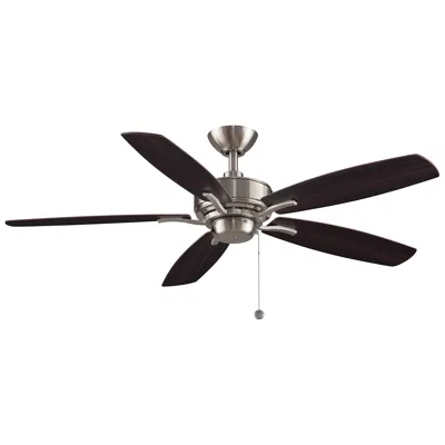 Fanimation 52"  Aire Deluxe Brushed Nickel Pull Chain Ceiling Fan In Black