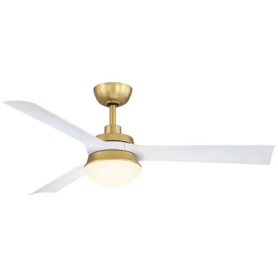 Fanimation 52"  Barlow Brass White Outdoor Led Ceiling Fan With Remote
