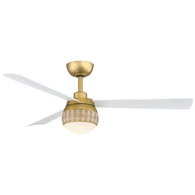 Fanimation 52" Paget Brushed Brass Led Ceiling Fan With White Blades