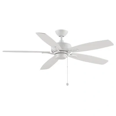 Fanimation Aire Deluxe 52 Inch Indoor Ceiling Fan With Pull Chain In Matte White