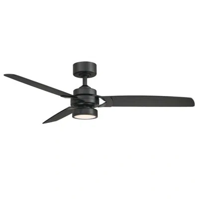 Fanimation Amped 52 Inch Indoor Propeller Ceiling Fan With Led Light Kit And Remote Control In Black