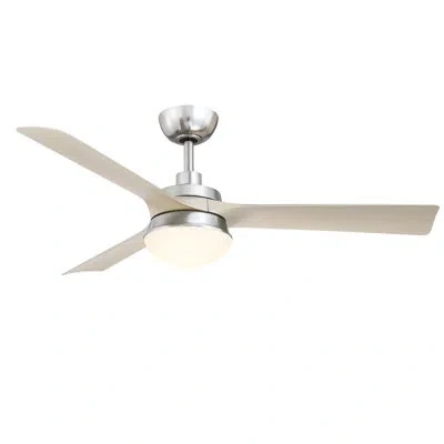 Fanimation Barlow 52 Inch Indoor/outdoor Ceiling Fan With Led Cct Select Light Kit And Remote Control In Brushed Nickel,gray