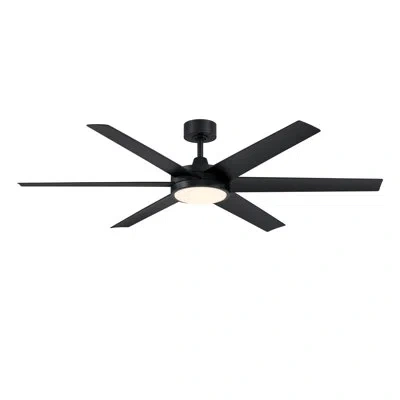 Fanimation Brawn 64 Inch Indoor/outdoor Ceiling Fan With Led Cct Select Light Kit And Remote Control In Black,black