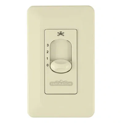 Fanimation Ceiling Fan Wall Control For Up To Two Fans, Non-reversing - 3 Speed Fan Only - Light Almond