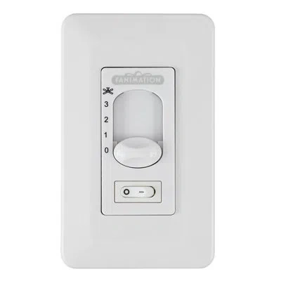 Fanimation Ceiling Fan Wall Control Non Reversing - 3 Speed Fan And Light - On/off Toggle - White