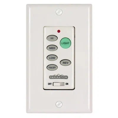 Fanimation Ceiling Fan Wall Control Reversing - 3 Speed Fan And Light - White