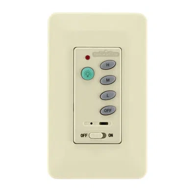 Fanimation Ceiling Fan Wall Control With Receiver Non-reversing - 3 Speed Fan And Light In Light Almond