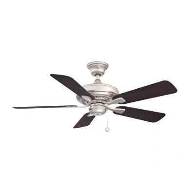 Fanimation Edgewood 44 Inch Indoor/outdoor Standard Ceiling Fan With Pull Chain In Brushed Nickel With Dark Walnut Blades