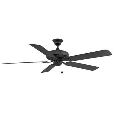 Fanimation Edgewood 60 Inch Indoor/outdoor Ceiling Fan With Pull Chain In Black With Black Blades
