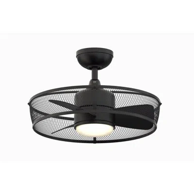 Fanimation Henry 20 Inch Indoor/outdoor Ceiling Fan With Led Light Kit And Remote Control In Black
