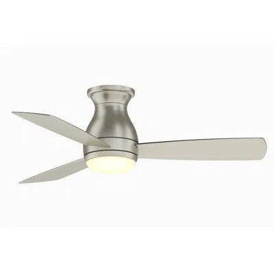 Fanimation Hugh 44 Inch Indoor/outdoor Flush Mount Ceiling Fan With Led Light Kit And Remote Control In Brushed Nickel