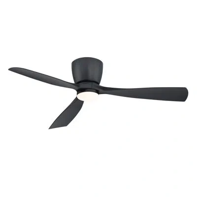 Fanimation Klinch 52 Inch Indoor/outdoor Flush Mount Ceiling Fan With Led Light Kit And Remote Control In Black