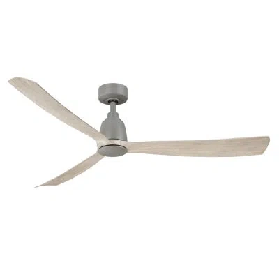 Fanimation Kute 60 Inch Indoor/outdoor Smart Ceiling Fan With Remote In Gray,oak Wood