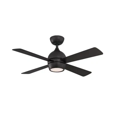 Fanimation Kwad 44 Inch Indoor Ceiling Fan With Led Light Kit And Remote Control In Black