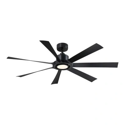 Fanimation Lenzi 60 Inch Indoor/outdoor Smart Ceiling Fan With Led Light Kit And Remote Control In Black,black