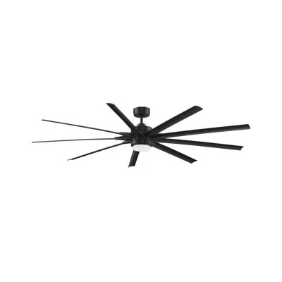 Fanimation Odyn 84 Inch Indoor/outdoor Smart Ceiling Fan With Led Cct Select Light Kit And Remote Control In Black