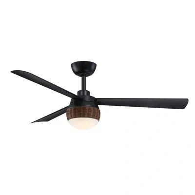 Fanimation Paget 52 Inch Indoor/outdoor Ceiling Fan With Led Light Kit In Matte Black,brown,matte Black