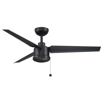 Fanimation Pc/dc 52 Inch Indoor/outdoor Ceiling Fan With Pull Chain In Black