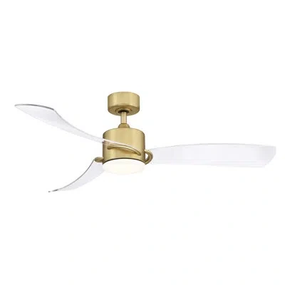 Fanimation Sculptaire 52 Inch Indoor/outdoor Ceiling Fan With Led Light Kit And Remote Control In Brushed Satin Brass