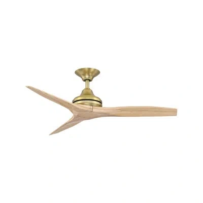 Fanimation Spitfire 48 Inch Indoor/outdoor Ceiling Fan - Brushed Satin Brass With Natural Blades