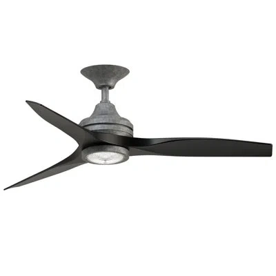 Fanimation Spitfire 48 Inch Indoor/outdoor Propeller Ceiling Fan With Led Light Kit And Remote Control In Galvanized,black