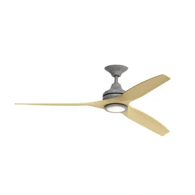Fanimation Spitfire 60 Inch Indoor/outdoor Propeller Ceiling Fan With Led Light Kit And Remote Control In Galvanized,natural