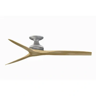 Fanimation Spitfire 60 Inch Indoor/outdoor Propeller Flush Mount Ceiling Fan With Remote Control In Natural,galvanized