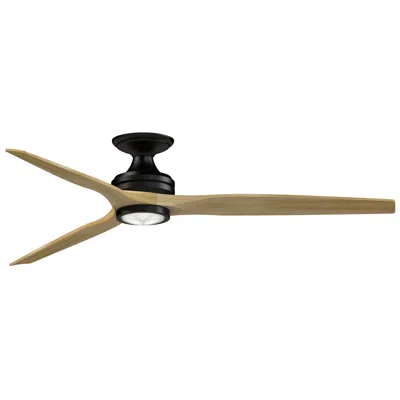 Fanimation Spitfire Dc Custom 64" Flush - Black, Natural Blades, Light