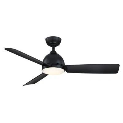 Fanimation Starboard L 52 Inch Indoor/outdoor Marine Grade Ceiling Fan With Led Cct Select Light Kit And Remote In Matte Black,matte Black