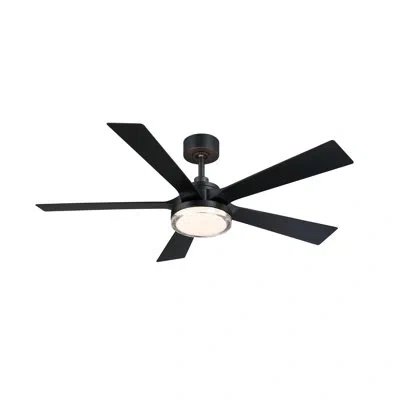Fanimation Torchaire 52 Inch Indoor/outdoor Ceiling Fan With Led Cct Select Light Kit And Remote Control In Matte Black,matte Black