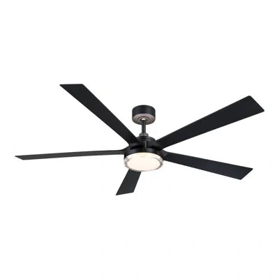Fanimation Torchaire 64 Inch Indoor/outdoor Ceiling Fan With Led Cct Select Light Kit And Remote Control In Matte Black,matte Black