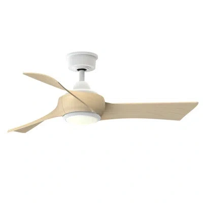 Fanimation Wrap Custom 44 Inch Indoor/outdoor Smart Ceiling Fan With Led Cct Select Light Kit With Remote Contr In Natural,matte White