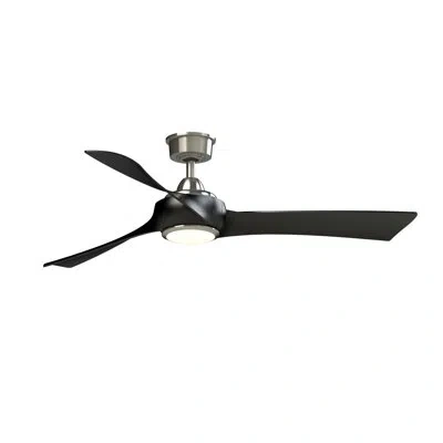 Fanimation Wrap Custom 56 Inch Indoor/outdoor Smart Ceiling Fan With Led Cct Select Light And Remote Control In Brushed Nickel,black