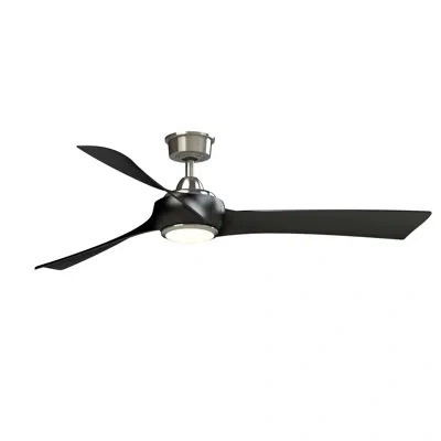 Fanimation Wrap Custom 60 Inch Indoor/outdoor Smart Ceiling Fan With Led Cct Select Light Kit With Remote Contr In Black,brushed Nickel