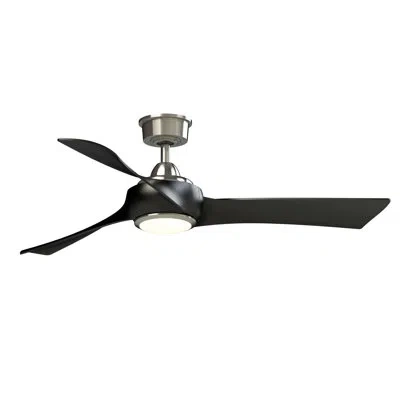 Fanimation Wrap Custom 82 Inch Indoor/outdoor Smart Ceiling Fan With Led Cct Select Light Kit With Remote Contr In Brushed Nickel With Black Blades