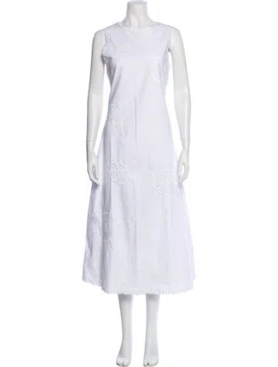 Pre-owned Fanm Mon Crew Neck Long Dress W/ Tags In White