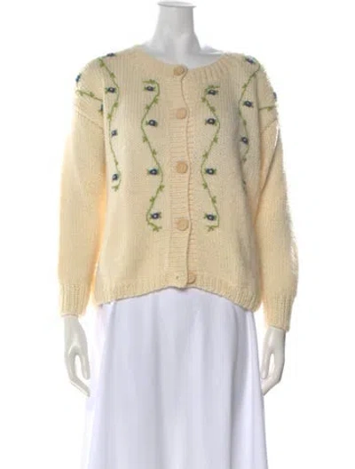 Pre-owned Fanm Mon Floral Print Crew Neck Sweater In Neutral