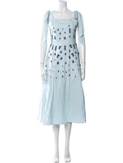 Pre-owned Fanm Mon Floral Print Long Dress W/ Tags In Blue