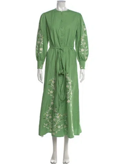 Pre-owned Fanm Mon Floral Print Long Dress W/ Tags In Green